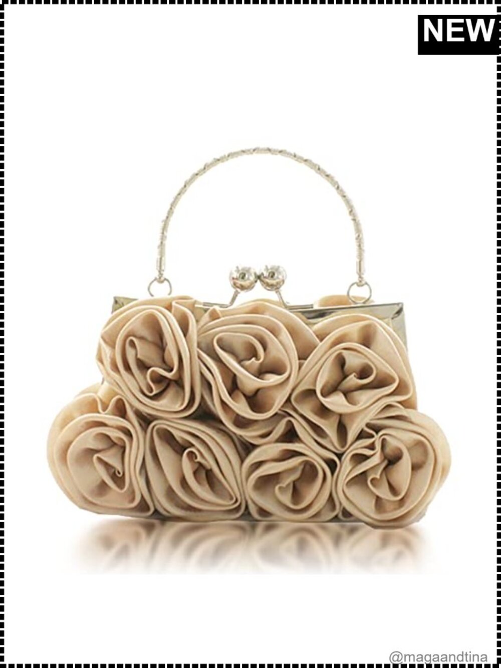 Satin Floral Clutch Evening Bag with Detachable Strap Kiss Lock Small Purse